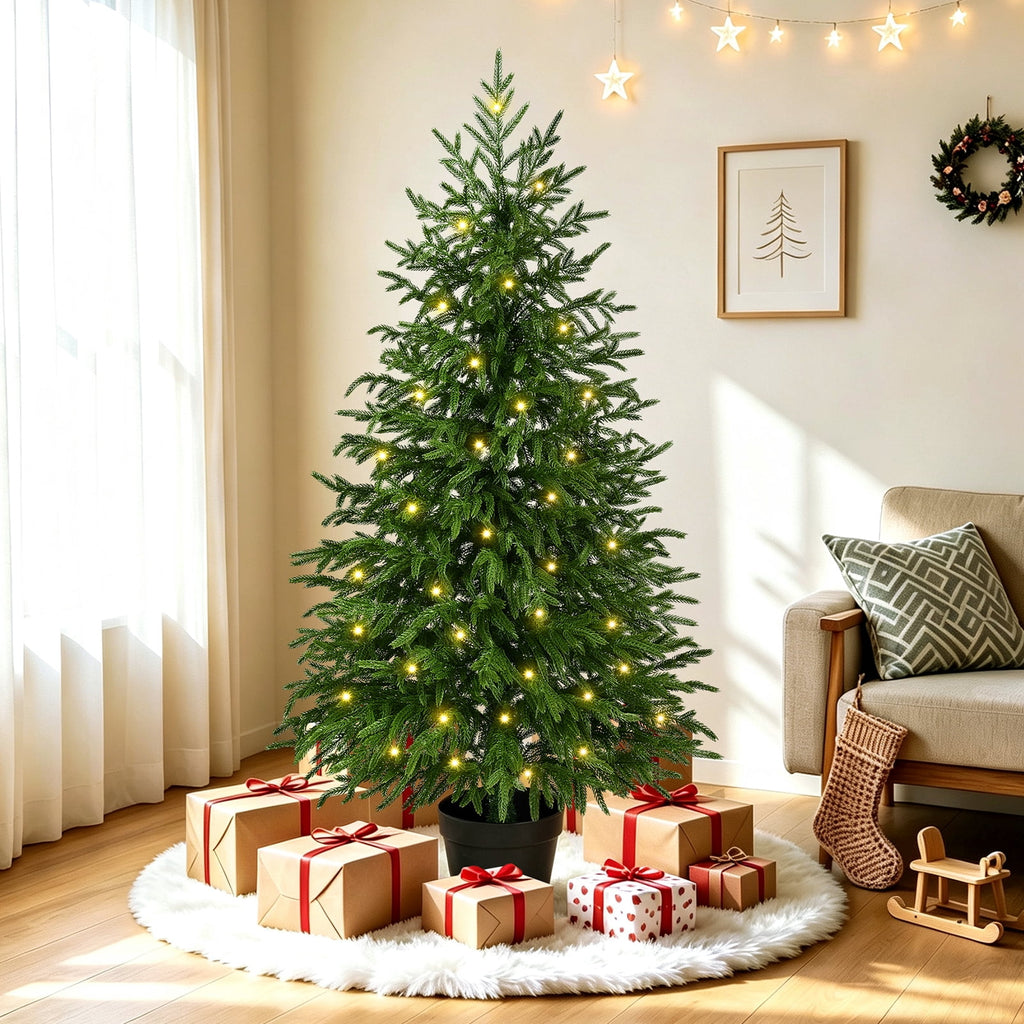 Yastouay 2FT Tabletop Christmas Tree Artificial Norfolk Pine Pre-Lit Xmas Tree with Lights for Front Porch Indoor Outdoor Christmas Decor