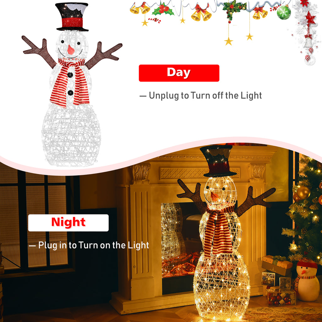 Costway Pre-Lit Standing Snowman Artificial Christmas Decoration with 80 LED Lights