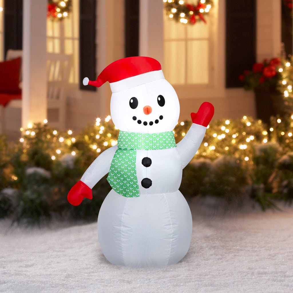 Multicolor Snowman Christmas Airblown Yard Inflatable, 4', by Holiday Time