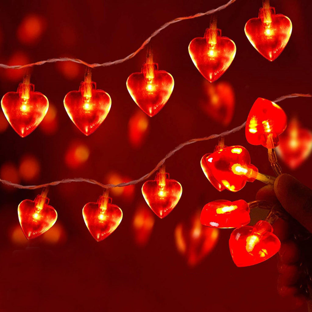XGFHYJEH 5ft Valentines Day Decorations, Valentines Day Lights, Valentines String Lights, Valentine's Day Decor, Heart String Lights, Battery Operated