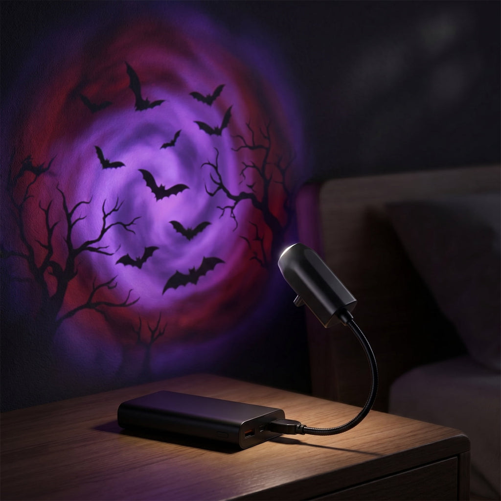 Plug-&-Play HD Christmas&Halloween Projector, USB Flexible 360° Rotatable Holiday Projection Lamp with 10 Festive Pattern Slides for Indoor Ceiling Wall Xmas Decor Christmas 6 Scenes