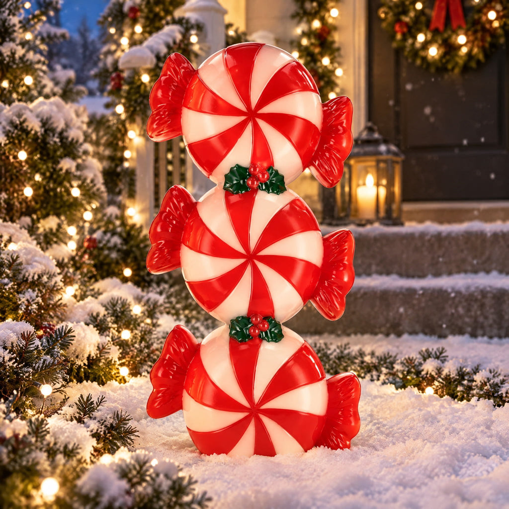 Mr. Christmas 24-inch Blow Mold Stacked Peppermint Candy