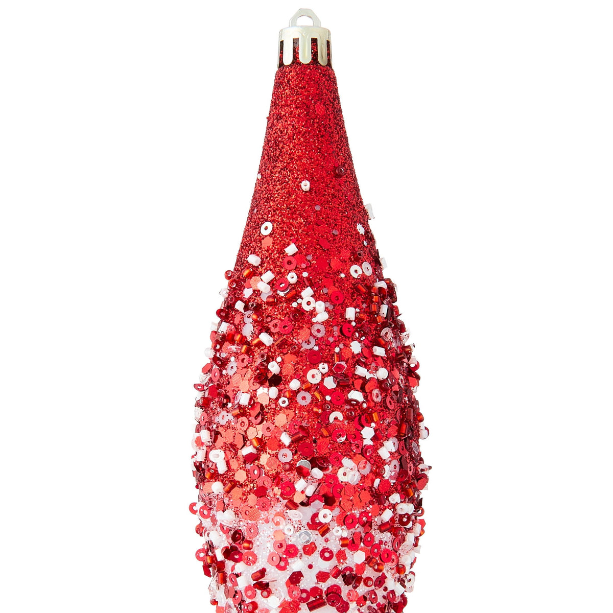 4-Count Red and White Glitter Ombre Finial Shatterproof Christmas Ornaments, 8.35", by Holiday Time