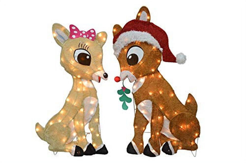 Rudolph Prelit LED Indoor/Outdoor Christmas 3D Yard Decor Sitting Clarice, with 70 White LED Lights 24"