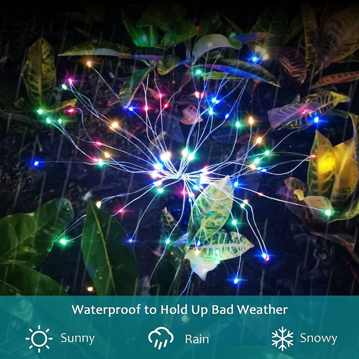 Outdoor Solar Lights Firework, 2 Pack 120 LEDs Waterproof Solar Lights for Outside Garden Yard Pathway Fence - Warm White