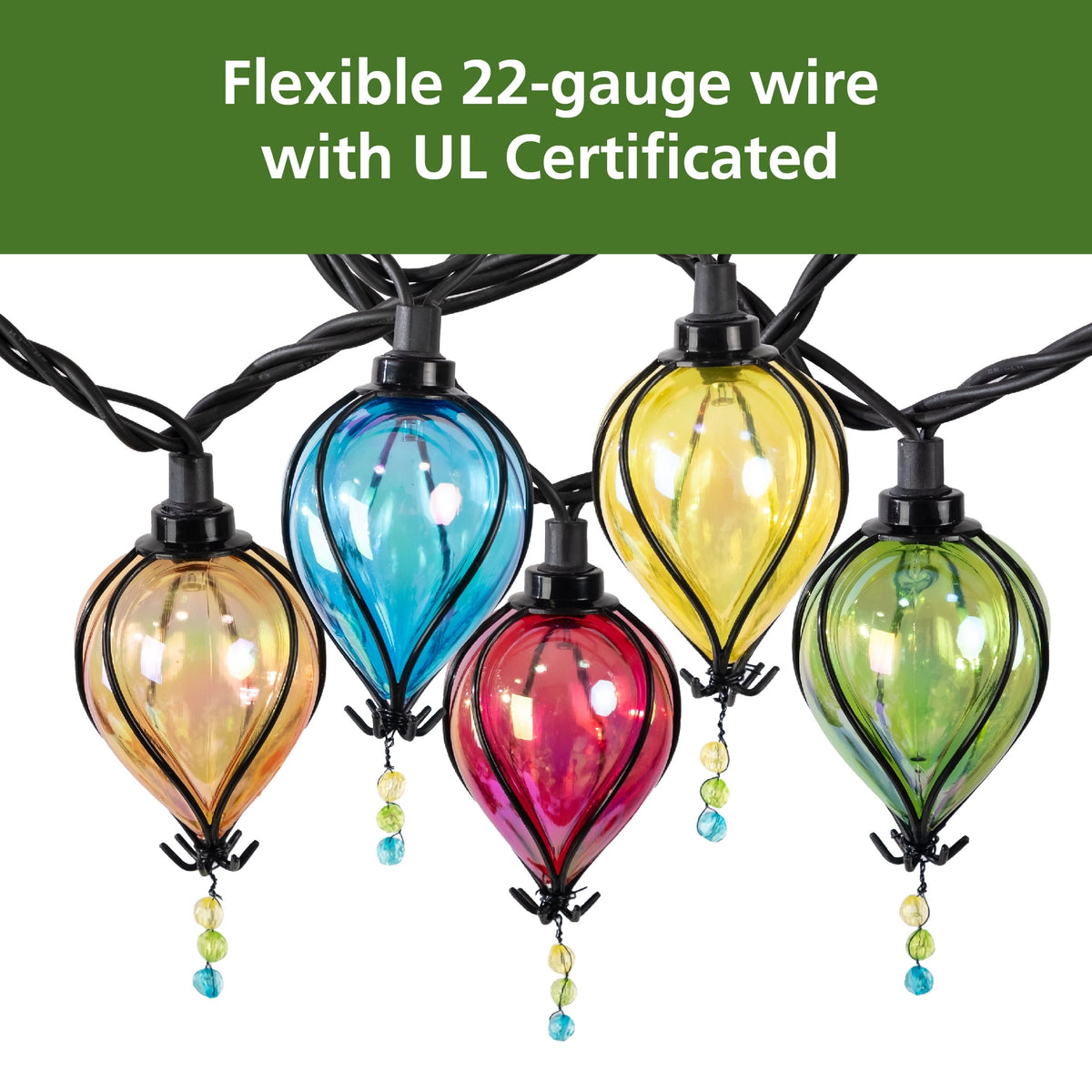 Mainstays 10-Count 7.4 ft Multicolor LED Tear Drop Outdoor String Lights