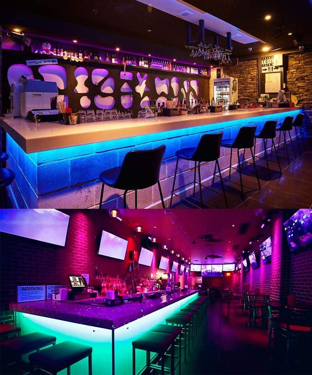 Strip Lights 16.4ft, RGB Color Changing LED Lights for Home, Kitchen, Room, Bedroom, Dorm Room, Bar, with IR Remote Control, 5050 LEDs, DIY Mode