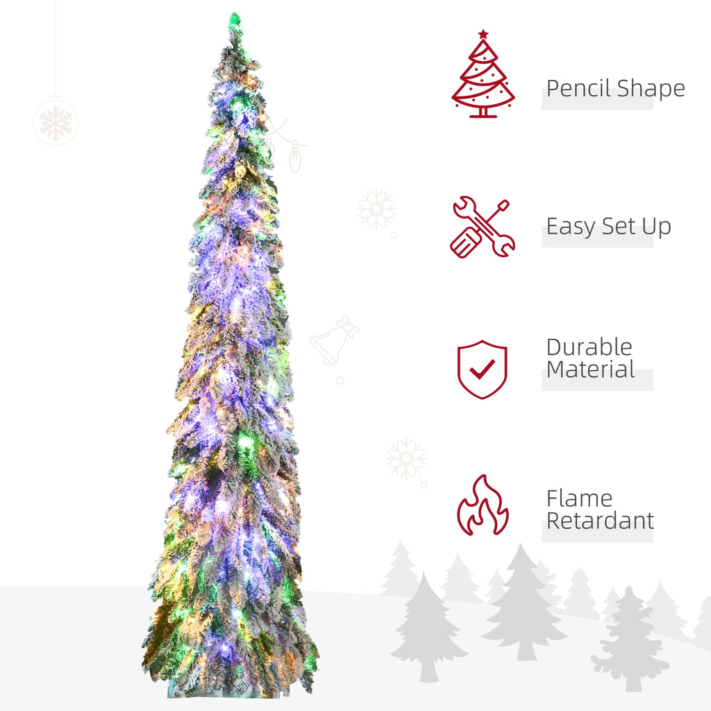 HOMCOM 4' Downswept Slim Snow Artificial Christmas Tree with LED Lights