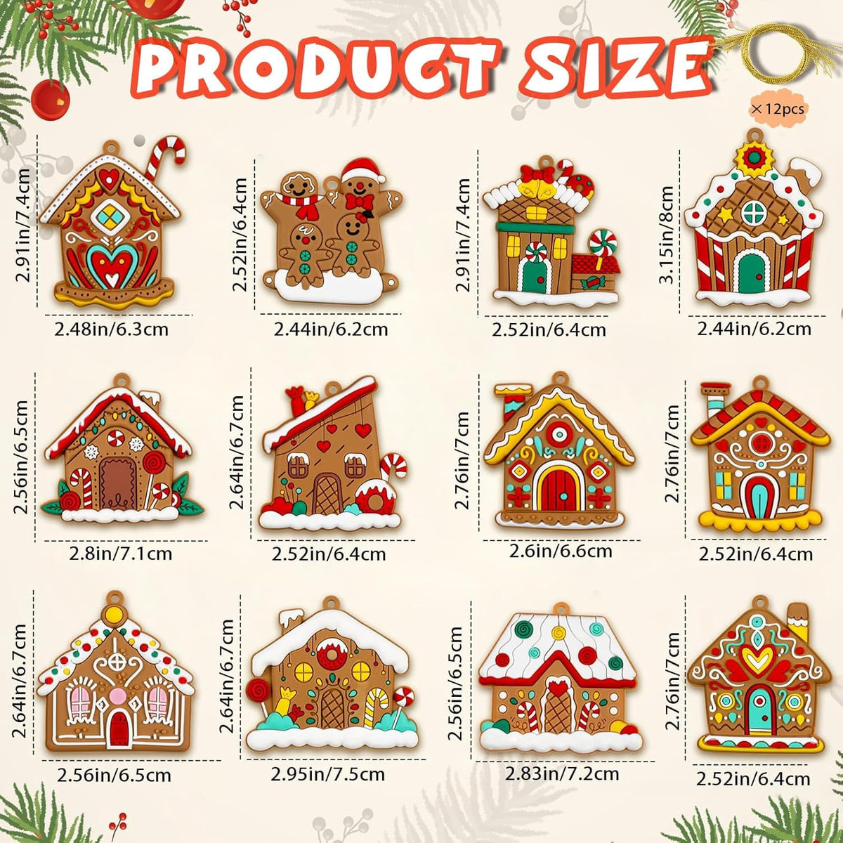 Ayieyill 14Pcs Christmas Ornaments Gingerbread Christmas Tree Decorations Holiday Decor (Classic)