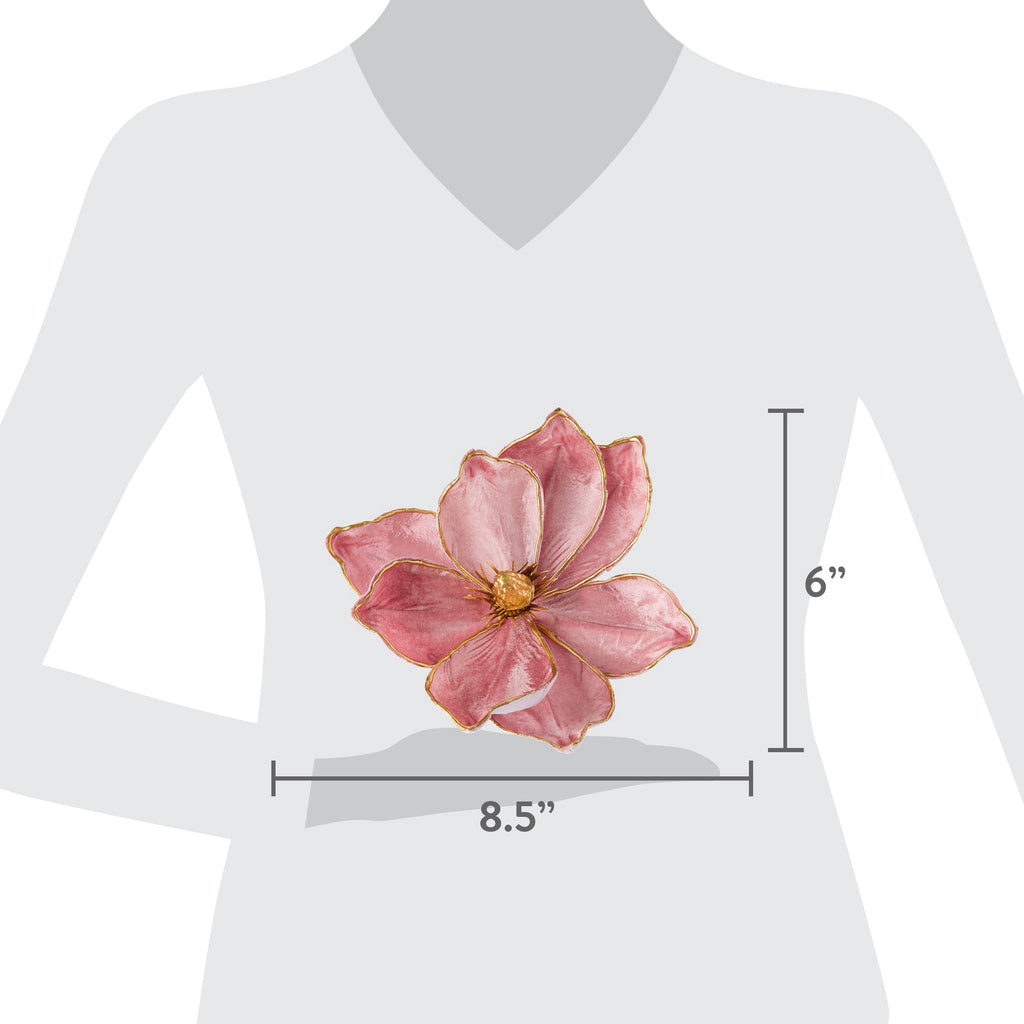 Deluxe Pink and Gold Magnolia Christmas Clip Ornament, 8.5", by Holiday Time