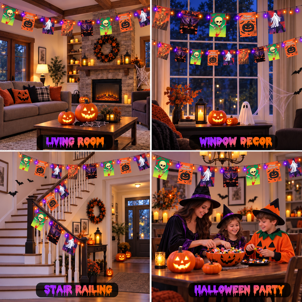 Toodour Orange & Purple Halloween Lights, 82ft 200 LED Plug in Halloween String Lights with 8 Modes, Memory & Timer Function, Connectable Halloween Outdoor Lights for Home, Garden, Halloween Decor