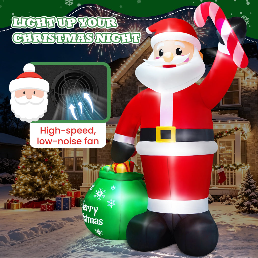 Yexmas 7FT Christmas Inflatable Santa Claus with Photo Frame, Blow Up Santa Claus Xmas Decorations for Outdoor Indoor, Built-in LED Light for Yard Gardern Lawn