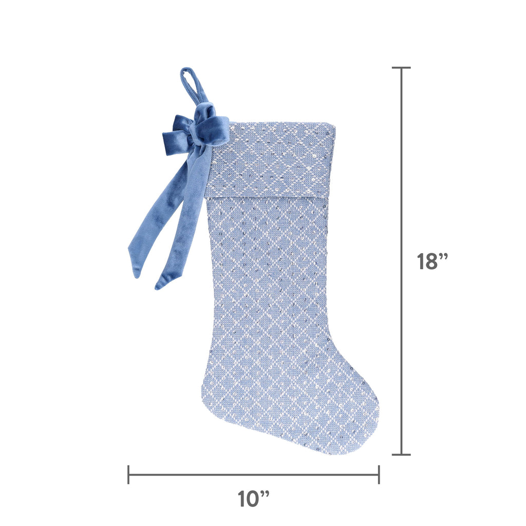 Sequin Christmas Stocking, Blue, 18", by Holiday Time