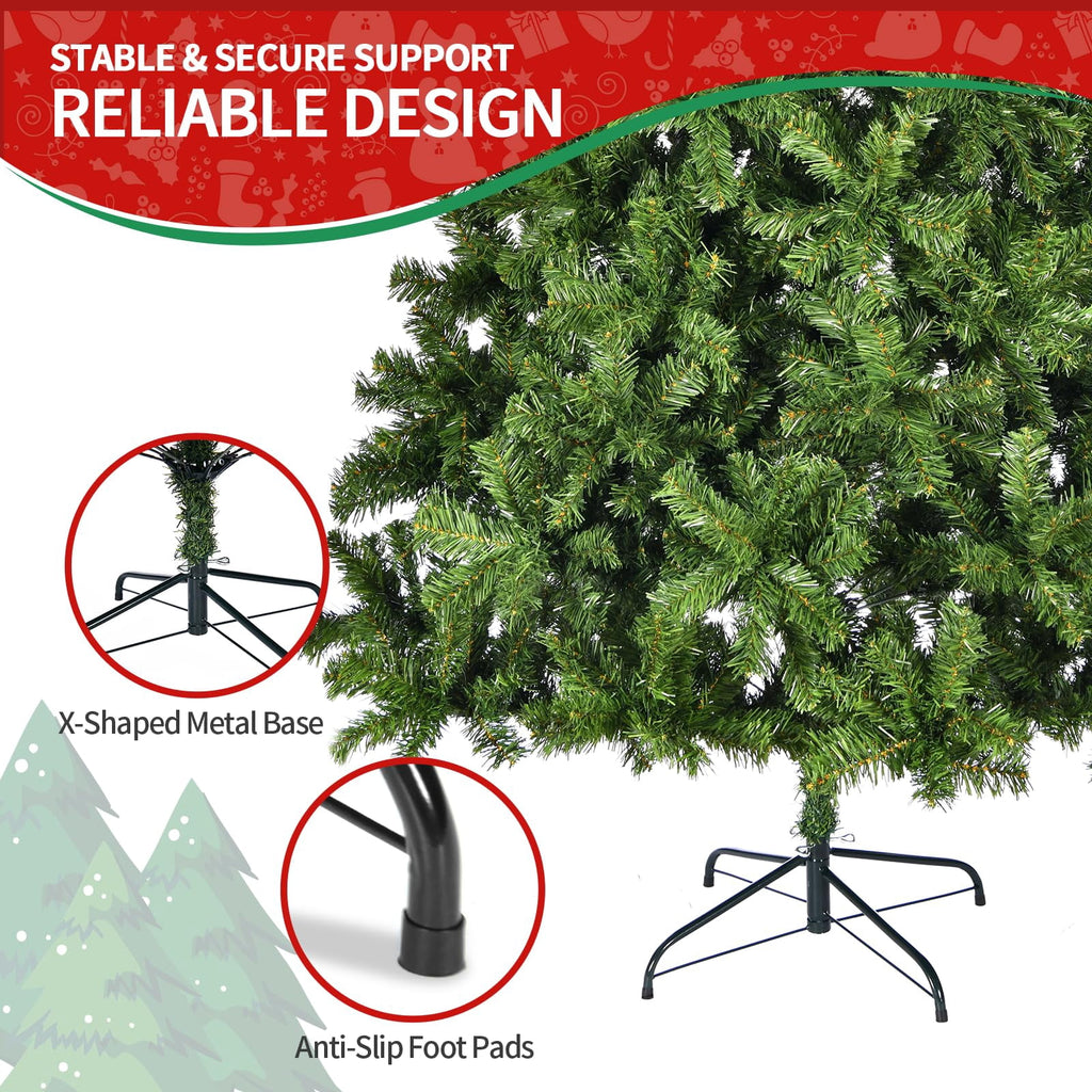 Vebreda 7FT Artificial Christmas Tree, 800 Branch Tips, Xmas Tree with Metal Stand, PE+PVC Holiday Decoration for Home, Office