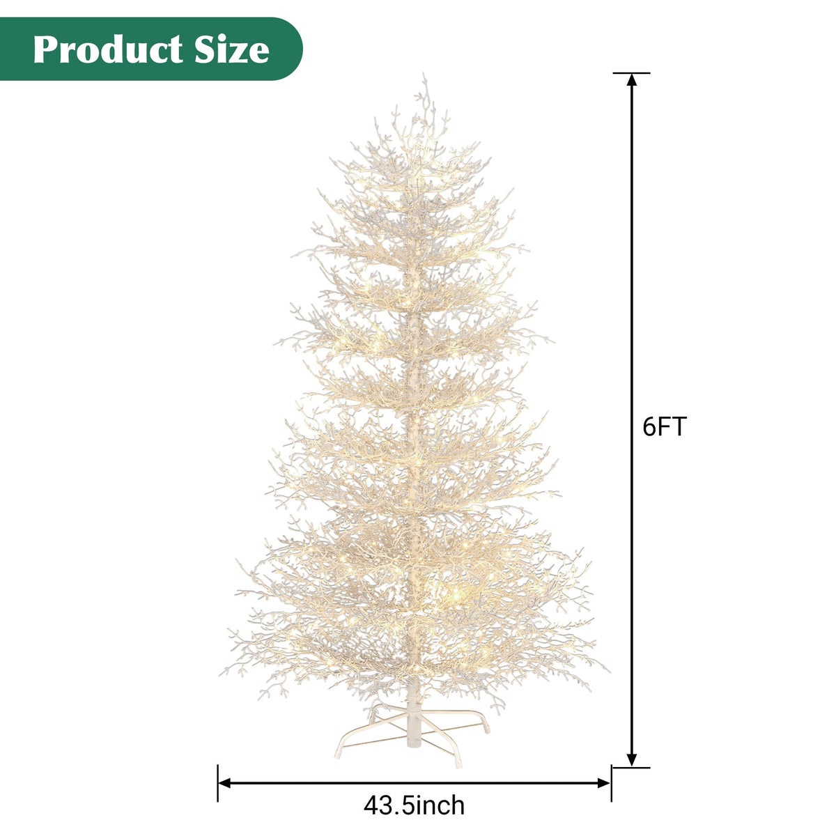 4FT Pre-lit Aspen Fir Artificial Christmas Tree, UHOMEPRO Hinged Xmas Tree 280 Snow Flocked Branch Tips, 230 Warm White LED Lights, Holiday Coral Christmas Tree for Home Party