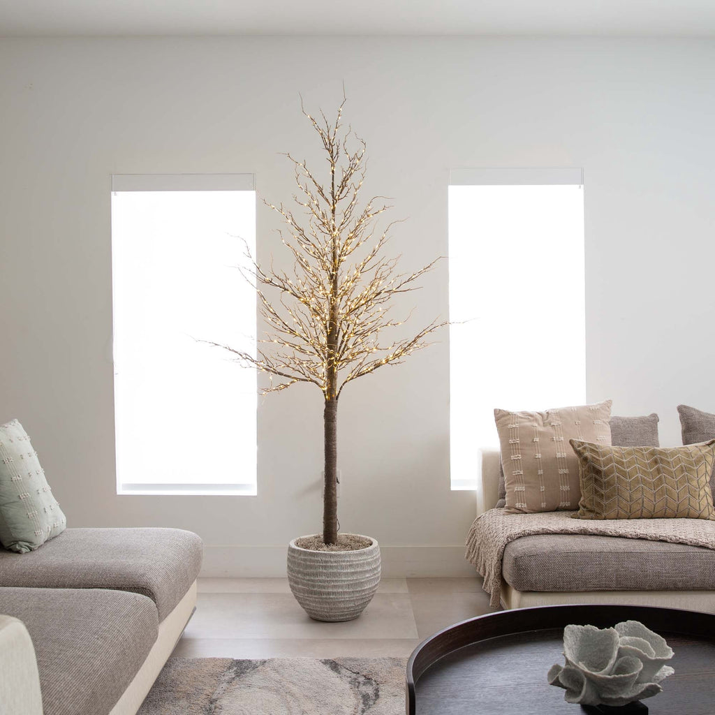 Nearly Natural Pre-Lit Brown Twig Artificial Christmas Tree - 4' - Warm White LED Lights