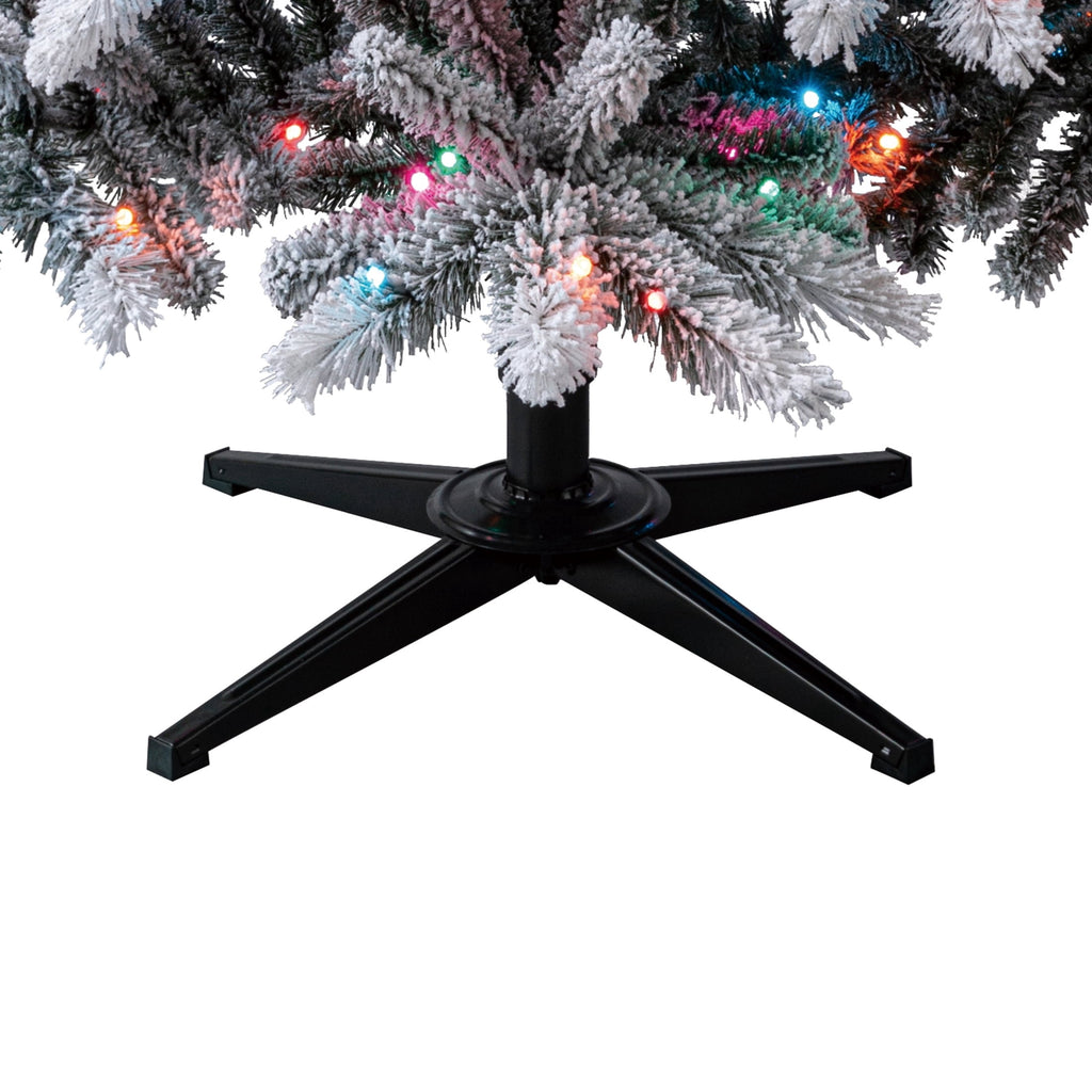6.5' Pre-Lit Brewster Pine Snow-Flocked Green Artificial Christmas Tree with LumaDazzle Color-Changing Twinkle LED Lights and Stand, by Holiday Time