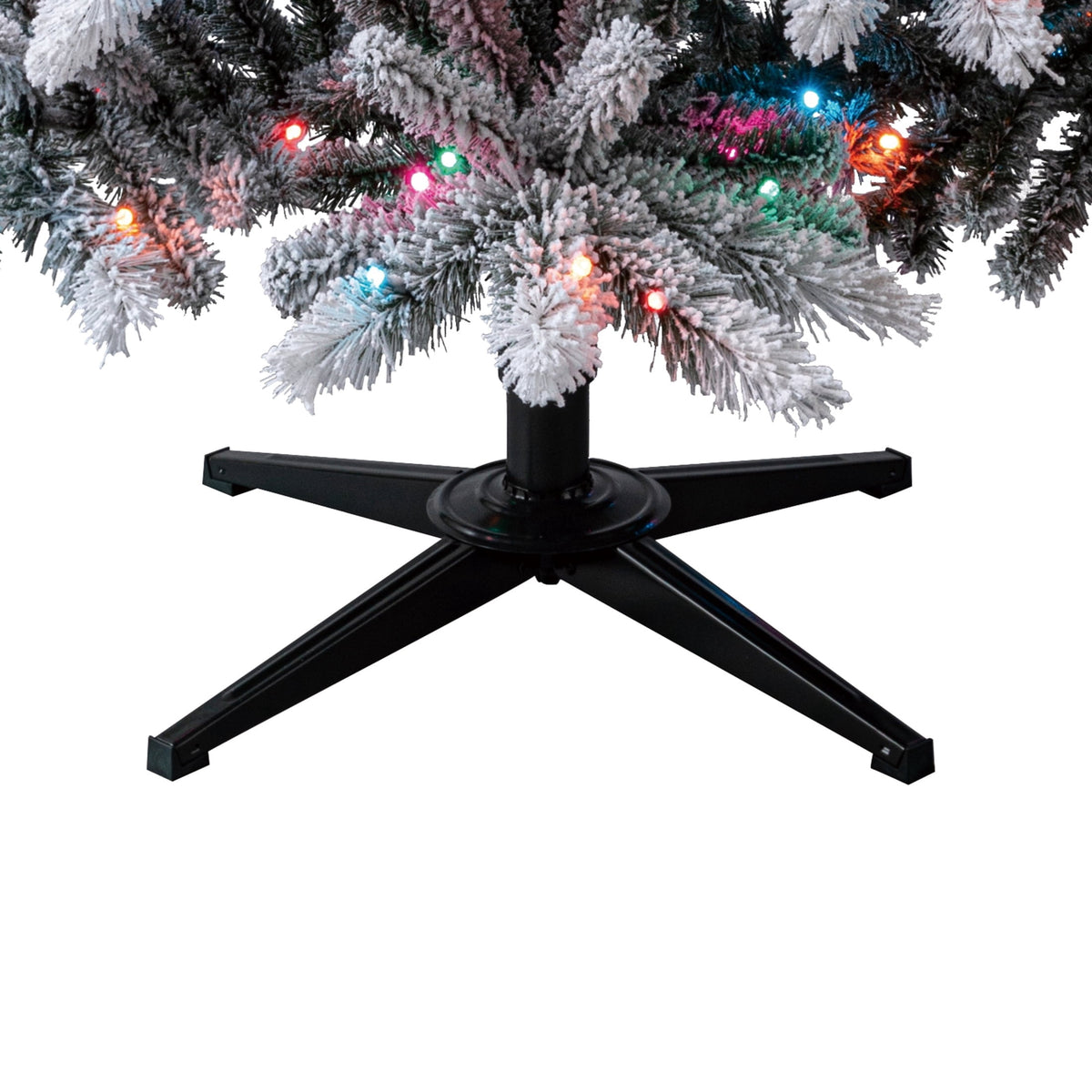6.5' Pre-Lit Brewster Pine Snow-Flocked Green Artificial Christmas Tree with LumaDazzle Color-Changing Twinkle LED Lights and Stand, by Holiday Time