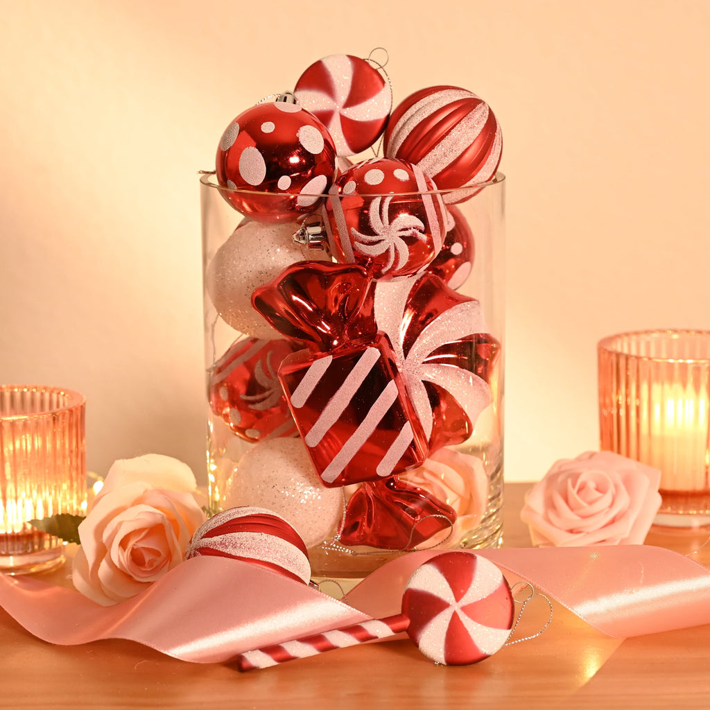 Valery Madelyn 24ct 2.36" Christmas Ball Ornaments, Red White Shatterproof Ornaments for Christmas Party Decor