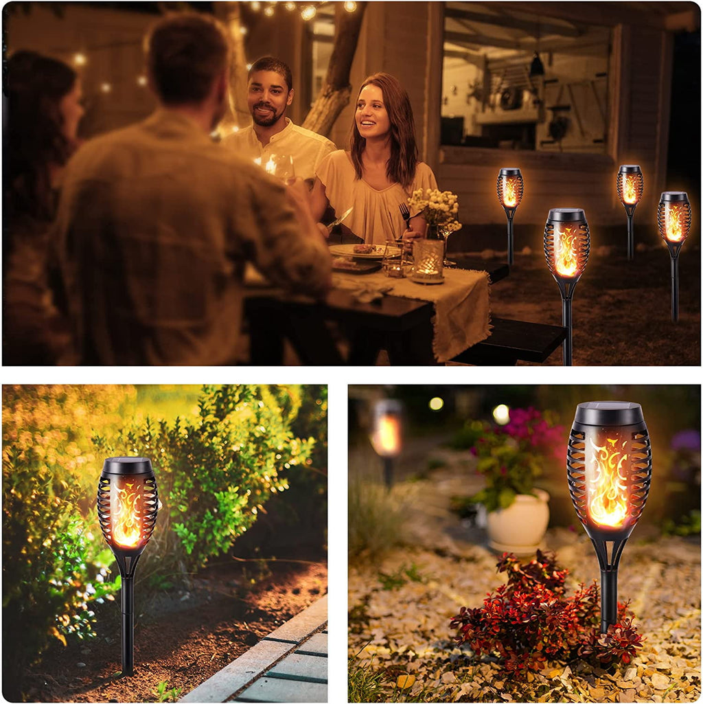 Toodour Outdoor Solar Lights, 6 Pack LED Solar Torch Lights with Flickering Flame, Waterproof Halloween Decoration for Patio Lawn Yard Pathway Garden