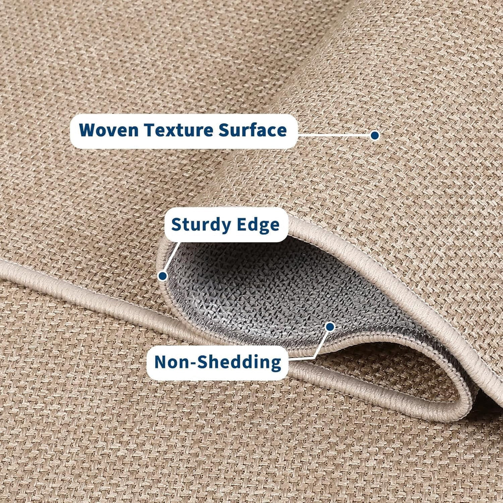 6 x 9 ft Washable Area Rug, Modern Woven Textured Rug, Soft Low Pile Non Slip Non Shedding Rug for Living Room Bedroom Dining Room - Dark Brown