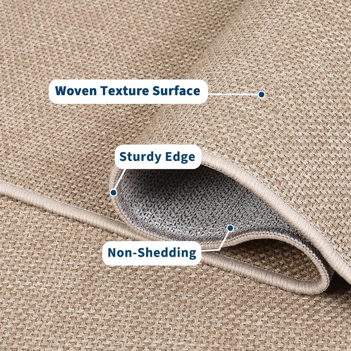 6 x 9 ft Washable Area Rug, Modern Woven Textured Rug, Soft Low Pile Non Slip Non Shedding Rug for Living Room Bedroom Dining Room - Dark Brown