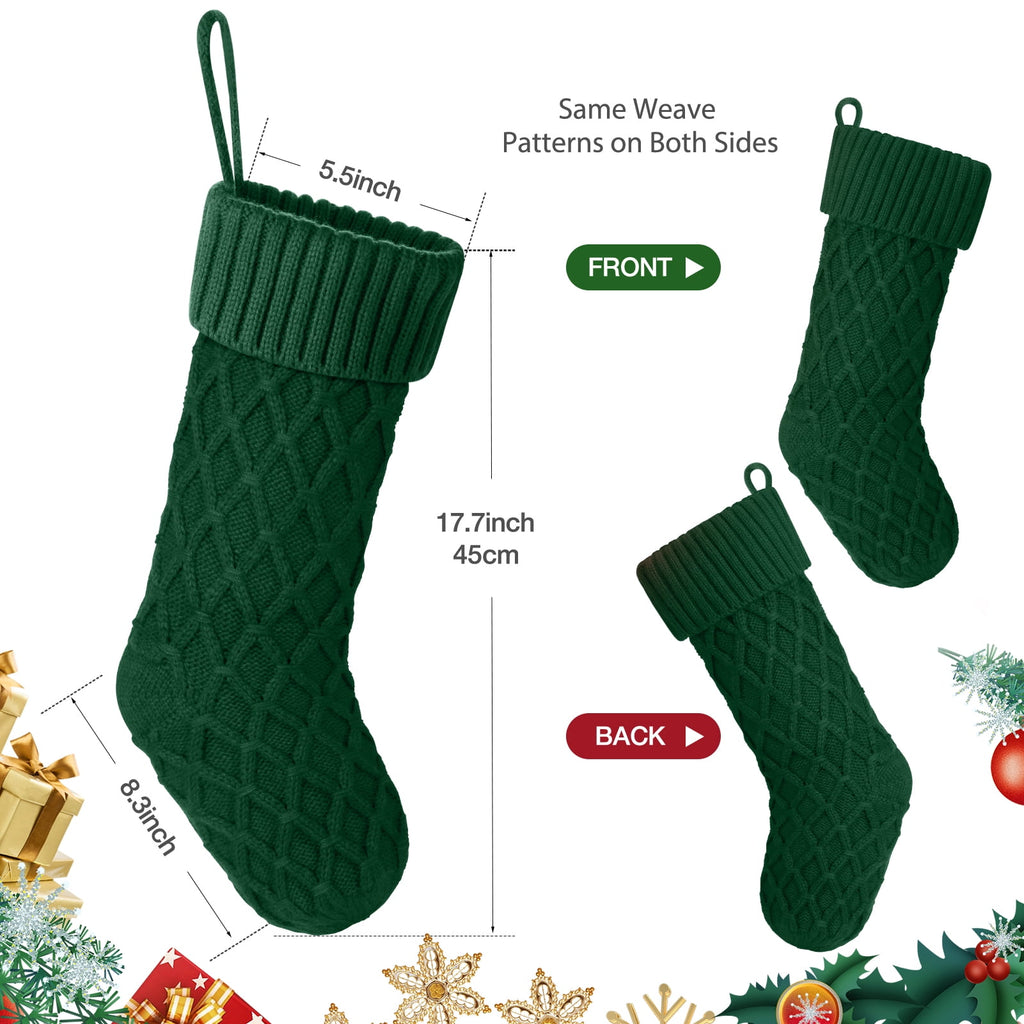 Ayieyill 6pcs Christmas Stockings Large Knitted Xmas Stockings 18 Inches Fireplace Hanging Stockings for Family Holiday Christmas Decoration