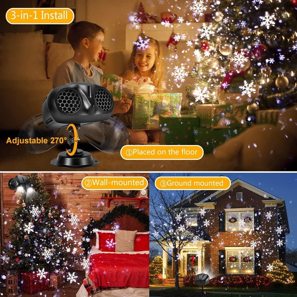 Christmas Snowflake Projector Lights Outdoor, Owl Shaped Led Snowfall Show Outdoor Waterproof Landscape, Decorative Lighting Projection Lamp for Xmas Holiday Wedding Indoor Garden Patio Party