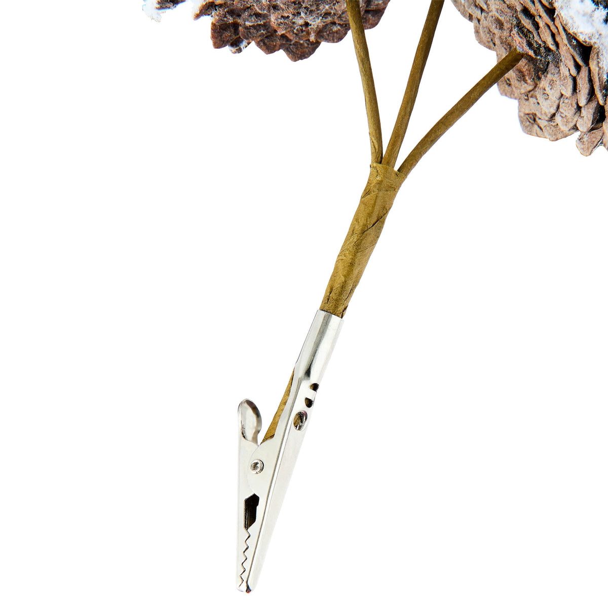 Brown and White Snow-Flocked Pinecone Christmas Clip Ornament, 9", by Holiday Time