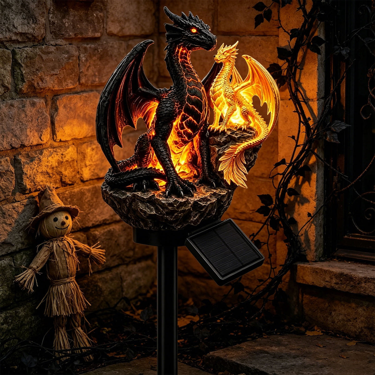 Clearance! Solar Garden Lights, 17 Inch Solar Dragon Stake Light Outdoor Waterproof, Mythical Dragon Statue with LED Glow for Patio Pathway, 1Pack