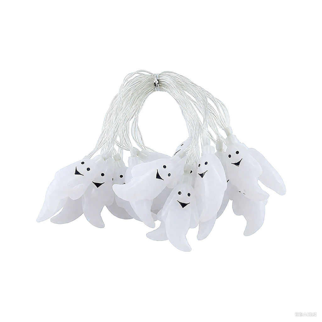 AZXY Halloween String Lights, Ghost Shaped White Halloween Lights, Indoor Outdoor Halloween Decor, Halloween Party Indoor Decor, Battery 5 FT Halloween Decorations, Stair Mantel Patio Halloween Decor