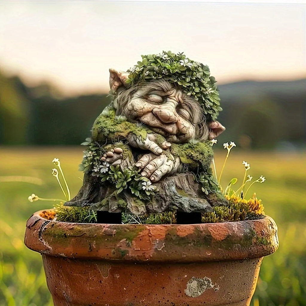 Outdoor Garden Statue, Sleeping Gnome With Lush Plant Magic, Waterproof Acrylic Yard Art For Lawn Patio Pathway Decoration, Birthday Gift For Mom Daddy Grandma