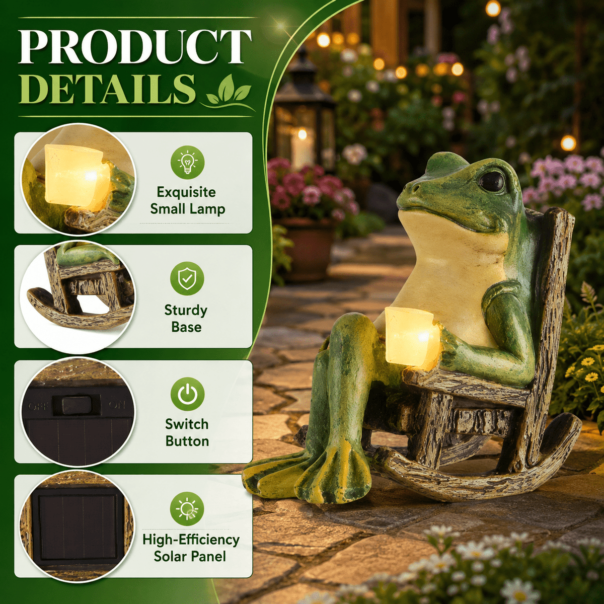 Volivo 13inch Garden Gnome Statue, Solar Powered Gnome Decor with LED Lantern, Waterproof for Patio Garden Pathway