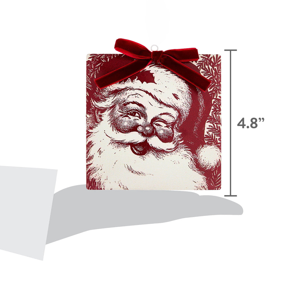 Red and White Metal Santa Square Christmas Ornament, 4.8", by Holiday Time