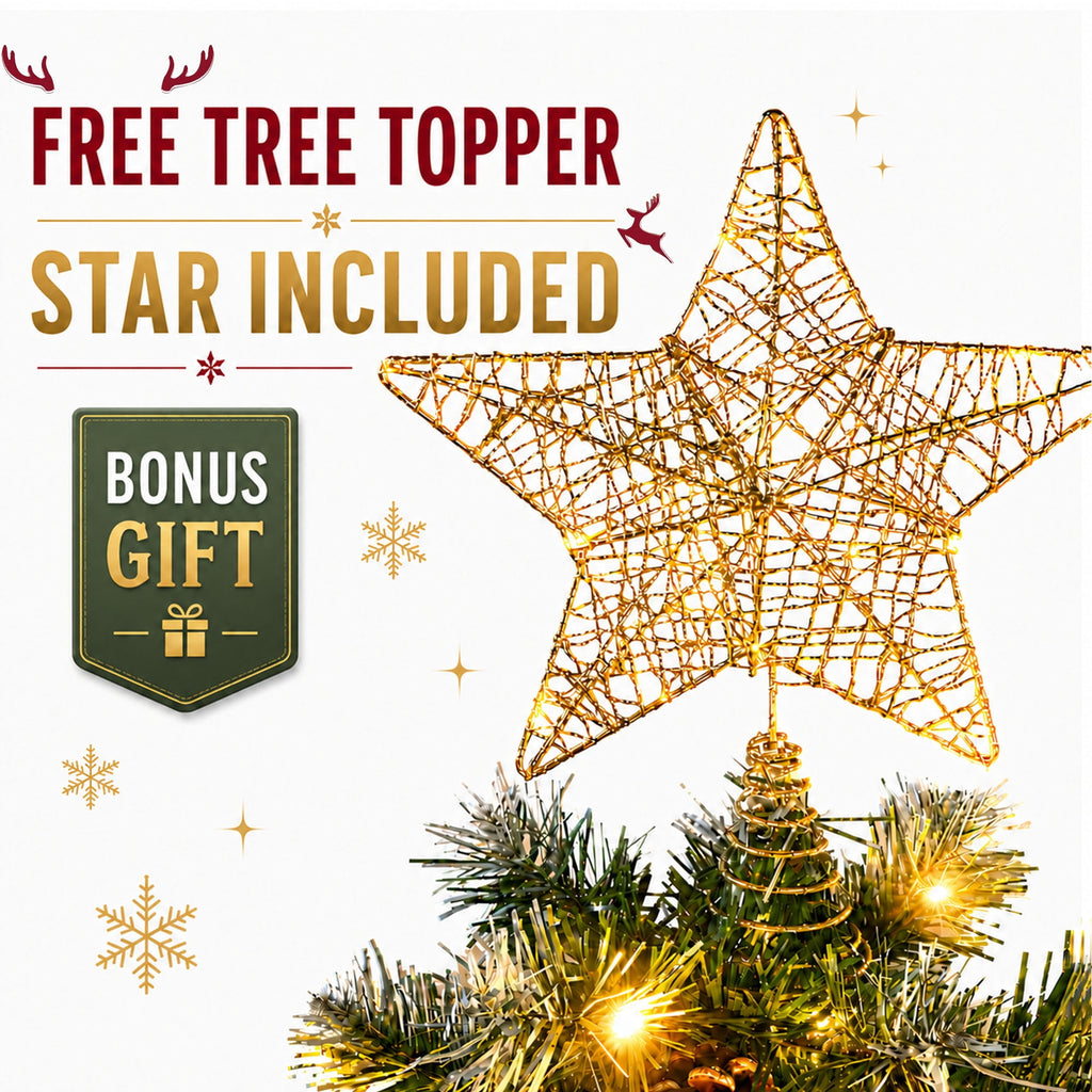 Yexmas 7.5ft Pre-Lit Christmas Tree with Tree Topper, 8 Modes LED Lights, Artificial Xmas Tree with Large Storage Bag