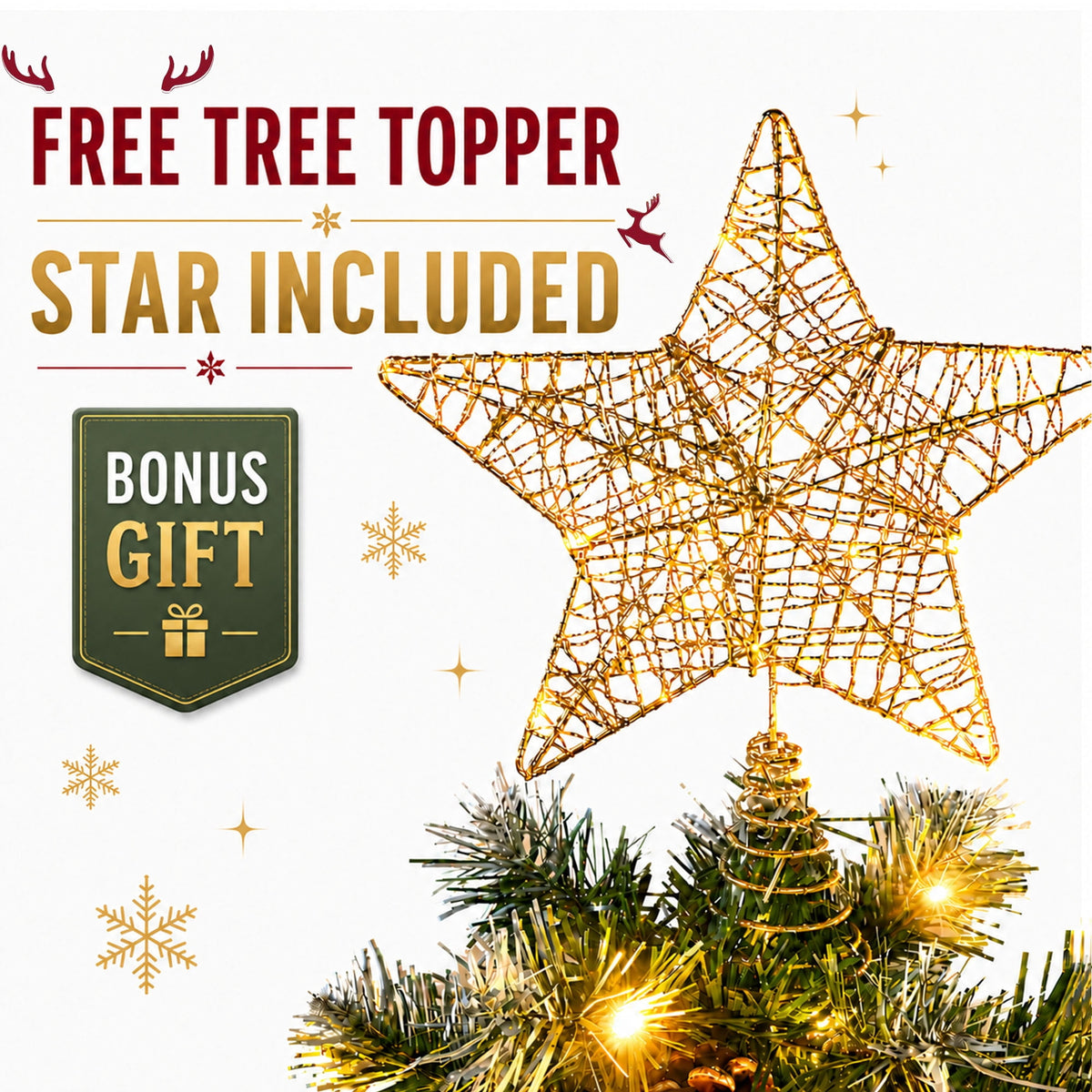 Yexmas 7.5ft Pre-Lit Christmas Tree with Tree Topper, 8 Modes LED Lights, Artificial Xmas Tree with Large Storage Bag
