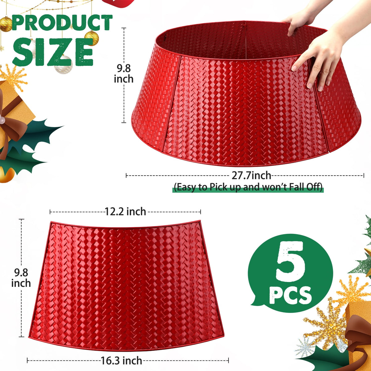 Ayieyill 28" Christmas Tree Collar, Christmas Tree Collar Basket Skirt for Large Christmas Tree, Tree Skirt Accessory | Bronze | Metal