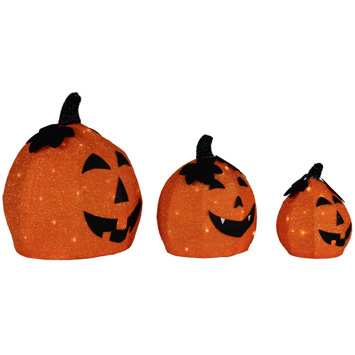 Northlight LED Lighted Jack O' Lantern Outdoor Halloween Decorations - Warm White - Set of 3