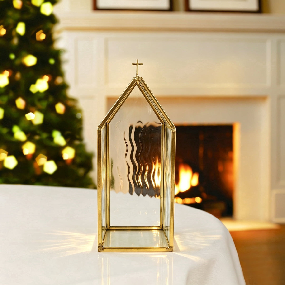 Clear Glass Church Candle Holder, 7.5", by Holiday Time