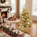 THE BRIVE Artificial Christmas Tree Champagne Includes Ornaments & Star 3ft with LED lights