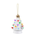 Mr. Christmas 4" Nostalgic Ceramic Lit Tree Ornament Decoration, White with Red & Green Bulbs