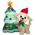Multicolor Dog with Tree Scene Christmas Airblown Yard Inflatable, 4', by Holiday Time