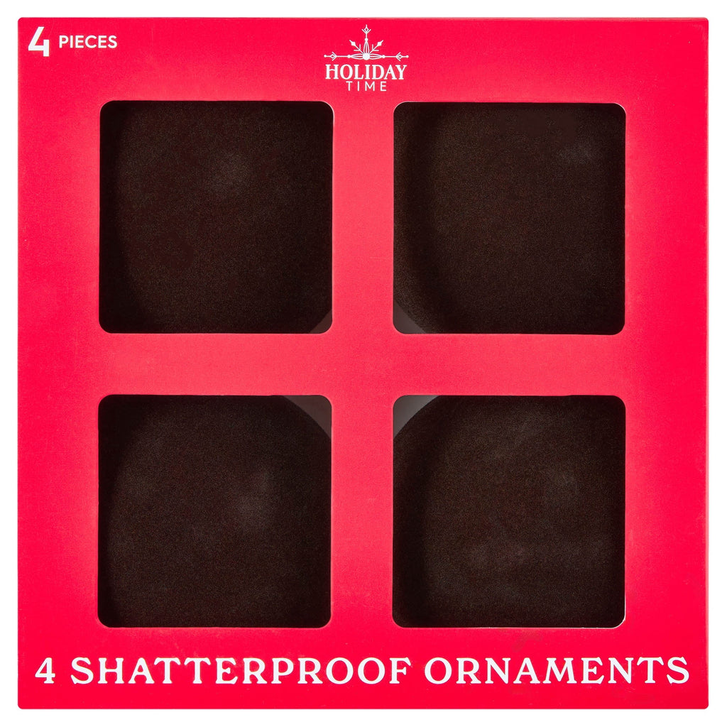 4-Count Dark Brown Velvet-Feel Ball Shatterproof Christmas Ornaments, 4.5", by Holiday Time