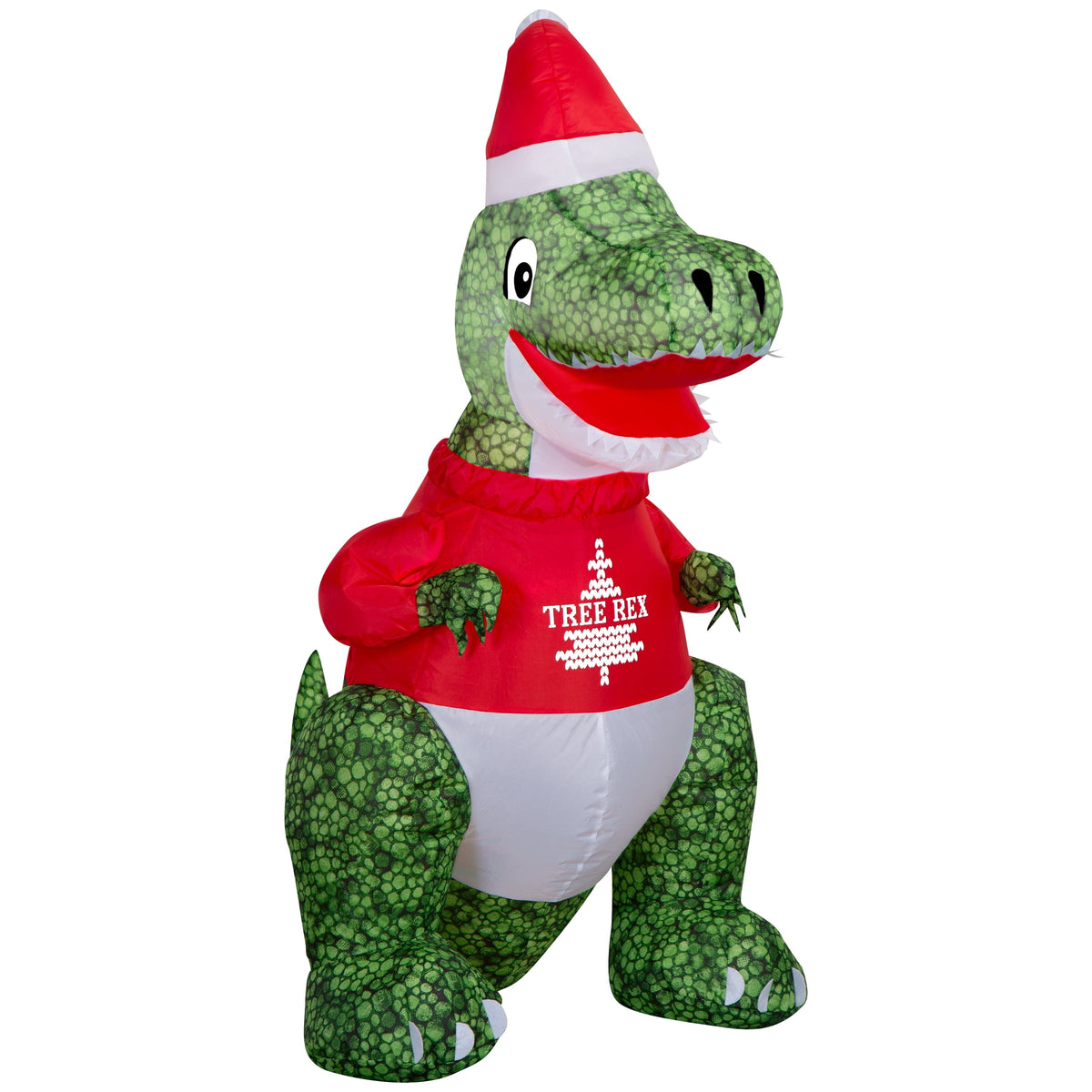 Red/Green/White T-rex Christmas Airblown Yard Inflatable, 4', by Holiday Time