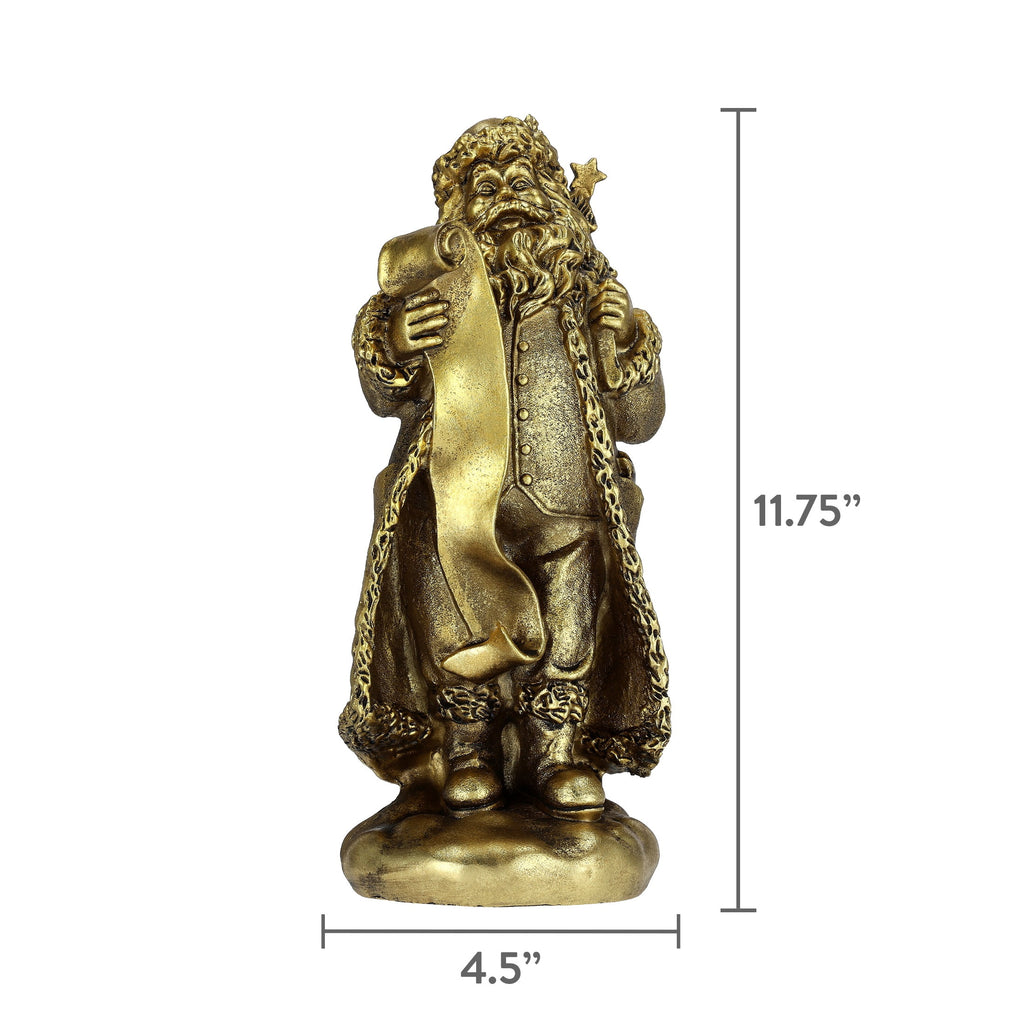 Santa Checks His List Christmas Decoration, Gold, 11.8", by Holiday Time