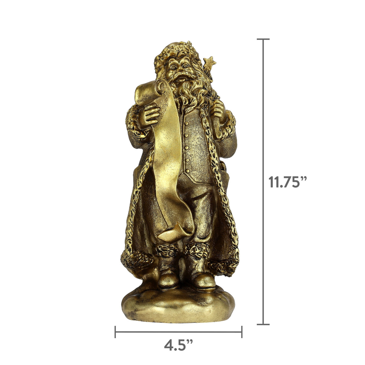 Santa Checks His List Christmas Decoration, Gold, 11.8", by Holiday Time