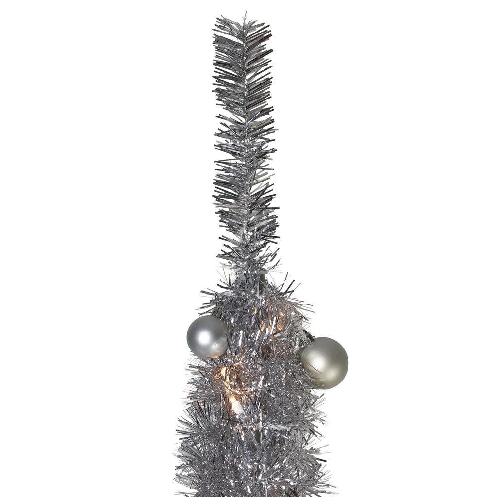 Northlight Pre-Lit Silver Pre-Decorated Pop-Up Artificial Christmas Tree - 6'