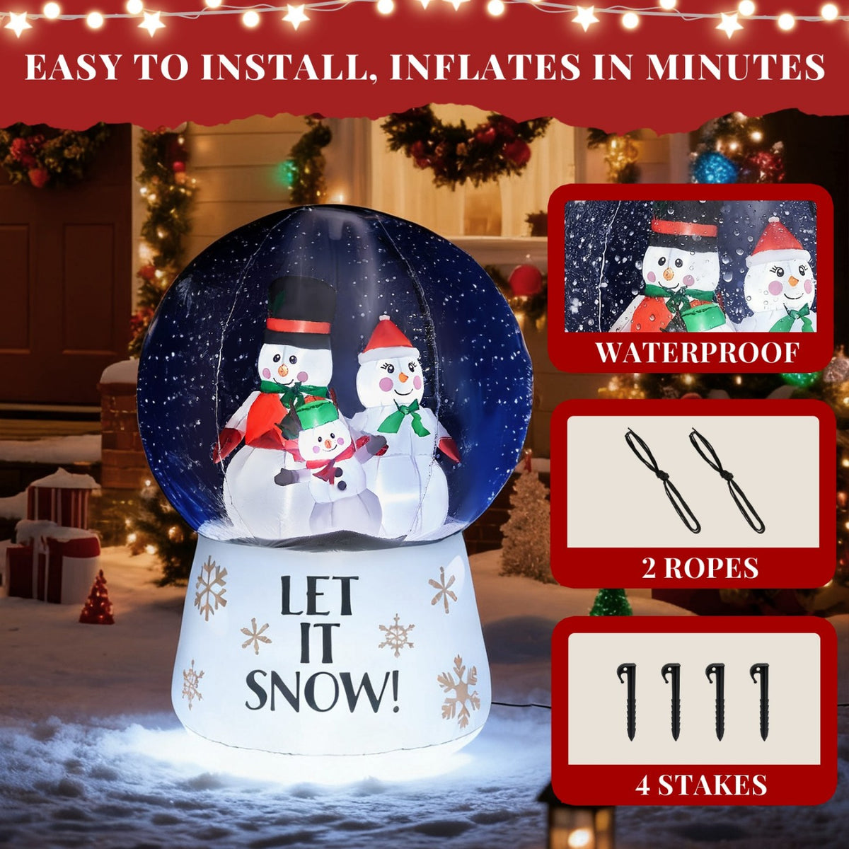 Tcbosik 12 FT Giant Christmas Inflatables Snowman Outdoor Yard Decorations, Blow up Snow Man with Black Hat, Built-in LED Light, Winter Outside Decor for Holiday Party Patio Garden Lawn