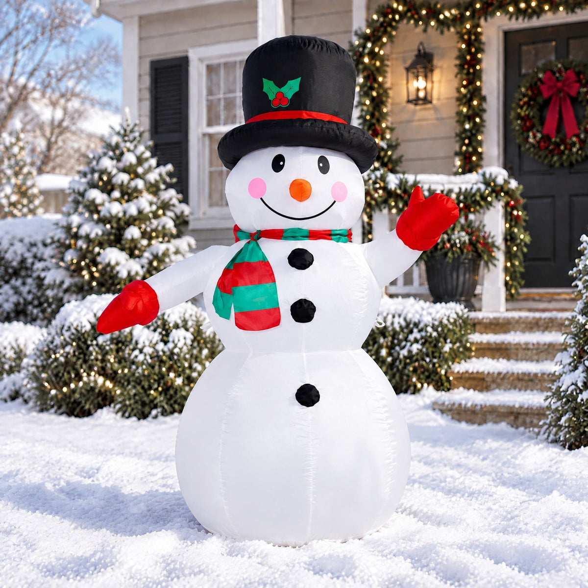 Multicolor Snowman Christmas Airblown Yard Inflatable, 4', by Holiday Time