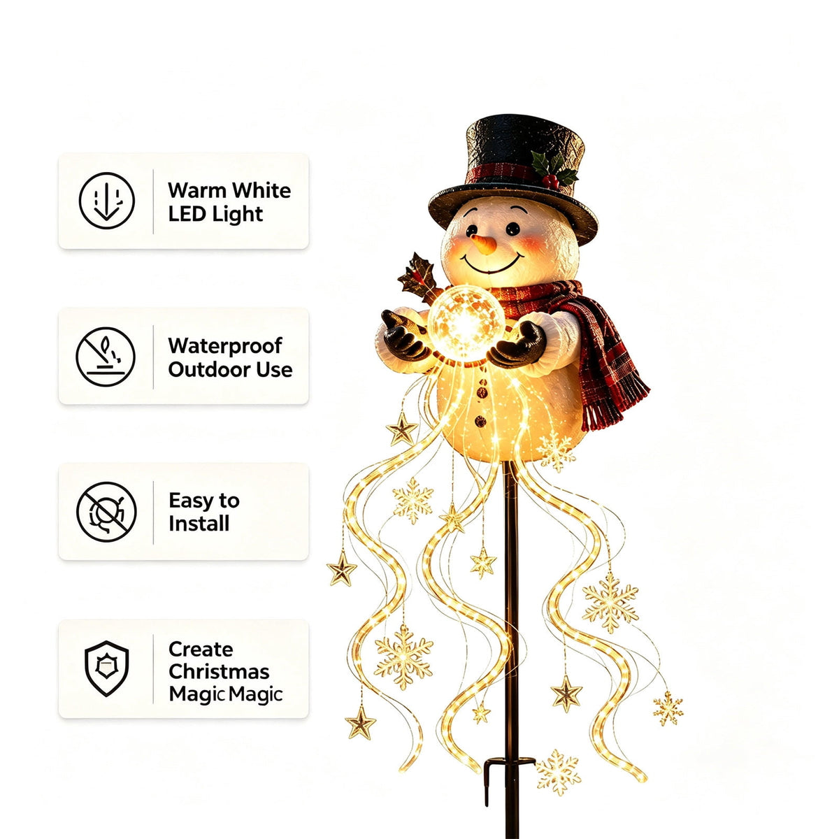 Christmas Decorations Outdoor, Snowman Yard Stake Lights, Garden Lawn Patio Holiday Decor